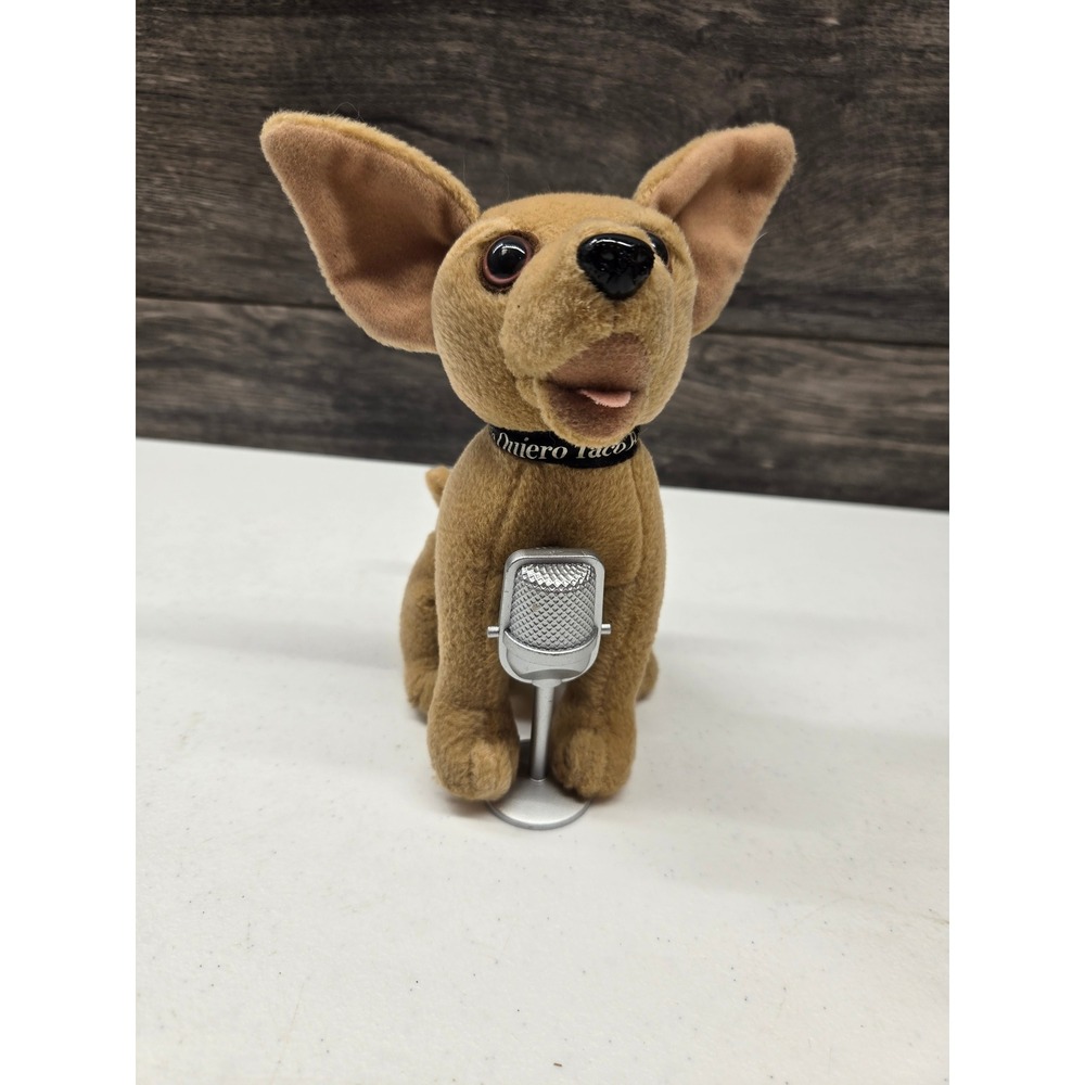 Vintage Taco Bell Chihuahua Plush Toy Mascot with Microphone Yo Quiero Taco Bell